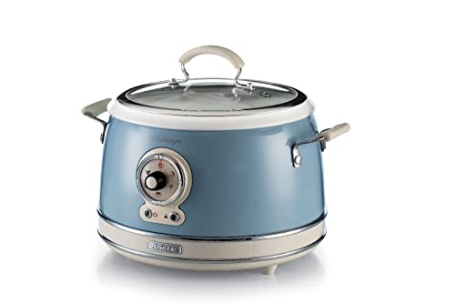 ARIETE 290405 Arrocera Slow Cooker, cocción a vapor, línea vintage, 3.5 L, revestimiento cerámico antiadherente, 650 W, azul claro