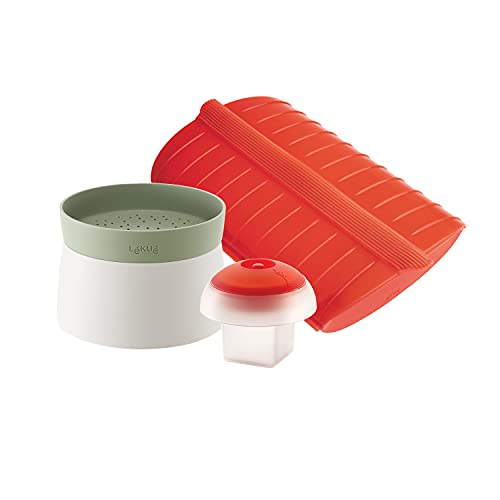 Lekue Kit esencial para principiantes de microondas, 3 piezas, rojo y verde