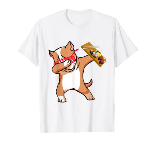 Dabbing Pitbull Dog Sushi Tshirt Arrocera Animal Regalo Camiseta