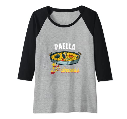 Mujer Paella Princess - Arrocera española para mariscos y mariscos Camiseta Manga Raglan