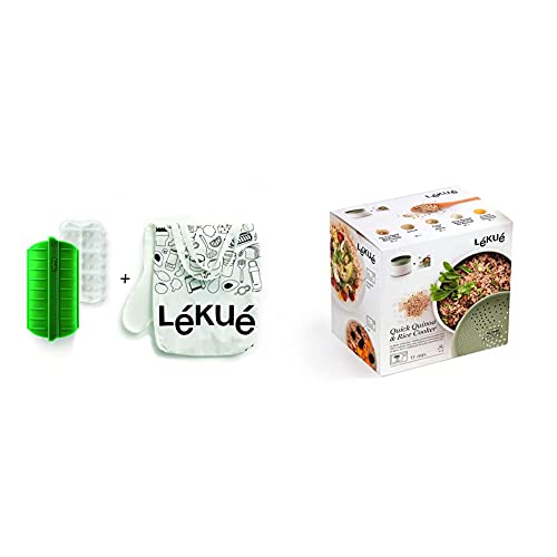 Lékué Estuche de Vapor Green Shopper Kit, Silicona + Recipiente para cocinar Quinoa, Arroces y Cereales, 1 Litro