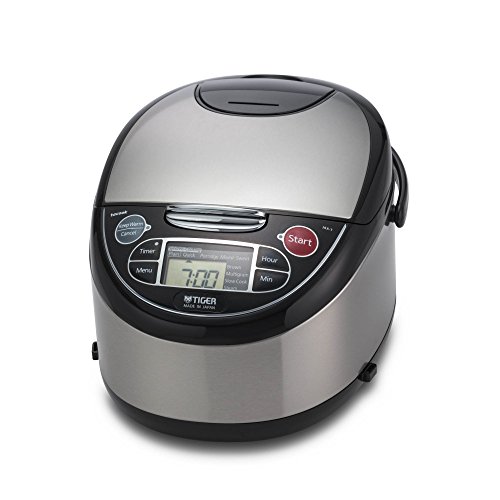 Tiger JAX-T10U-K 5.5-Cup (Uncooked) Micom Rice Cooker with Food Steamer & Slow Cooker, Stainless Steel Black by Tiger Corporation