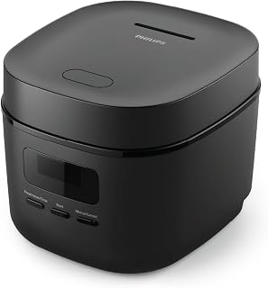 Philips 3000 Mini Olla Arrocera Eléctrica, 0,54L, 5 Menús, Negro | Cocción rápida 30 min, 0,54L, 400W, revestimiento Bakuhanseki 5 capas, 5 menús automáticos, diseño compacto (HD3080/80)
