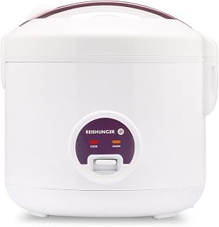 REISHUNGER Olla arrocera y vaporera – hasta 10 raciones – blanca – 1,8L | Recubrimiento cerámico – Preparación rápida sin quemarse