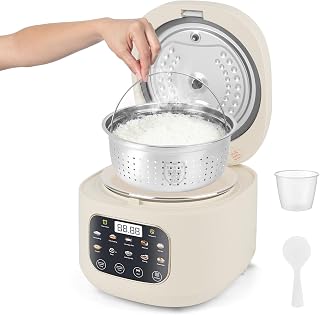 Arrocera Low Sugar 3L, 10 en 1 con vaporera y modo bajo en azúcar | Para 3-5 personas, con inicio programado, mantener caliente 8 h y cocción sin BPA, fácil de limpiar