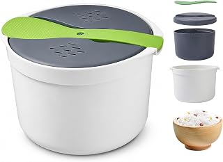 2 L Olla Arrocera Para Microondas,TOATELU Arrocera De Microondas Con Colador, Tapa Y Cuchara De Arroz, Cocedor De Arroz - Vaporera Para Microondasjuego De Arrocera Pp