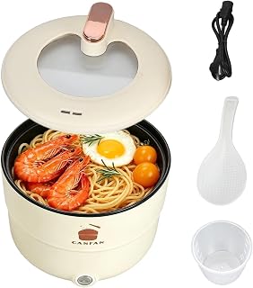 Olla Arrocera, Arrocera Japonesa, Olla de Cocina eléctrica Antiadherente de 1.8L 300W con Taza Medidora y Cuchara de Arroz, Vaporizador de Alimentos de Doble Capa para Sopa de Fideos(EU Plug)