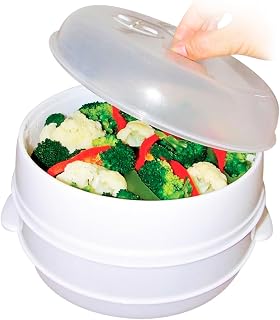 Olla a vapor para microondas | Envase para Cocinar al Vapor en el Micro | Sistema de cocción que permite cocinar sin grasa | Seguro y Saludable sin aceite ni grasas | Fácil de usar