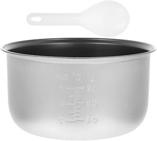 Operitacx Olla interna de acero inoxidable Olla de cocina interna antiadherente Olla de arroz Olla de repuesto Herramientas de cocina Plata Negro