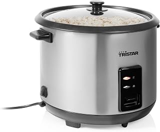 Tristar Arrocera, 2,8 L de Capacidad, Sistema de Calentamiento de 1000 W, Carcasa de Acero Inoxidable, Cubeta Antiadherente, Cesta de Vapor, RK-6158