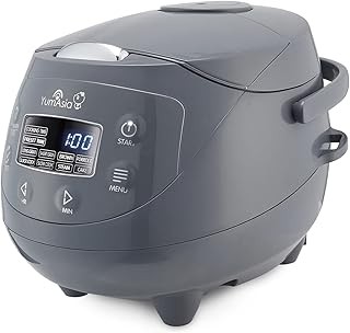 Yum Asia Panda Mini arrocera con cuenco de cerámica Ninja y lógica difusa avanzada (3,5 tazas, 0,63 litros) 4 funciones de arroz, 4 funciones de multicocina 220-240V (Cobalt Grey)