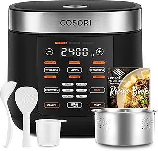 COSORI Arrocera Electrica 1,8 L,Para 1-10 Personas, 17 Programa | Lógica Difusa, Vaporera con Inserto de Acero Inoxidable, Mantener Caliente, Temporizador ,50 Recetas