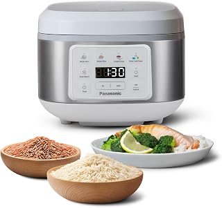 Panasonic SR-DA152WXE Olla Arrocera Automática con Vaporera, 1,5 litros, 8 tazas, Fuzzy Logic, Indicador De Cantidad De Agua, Sin BPA, Mantiene Caliente, Inicio Diferido, Blanco